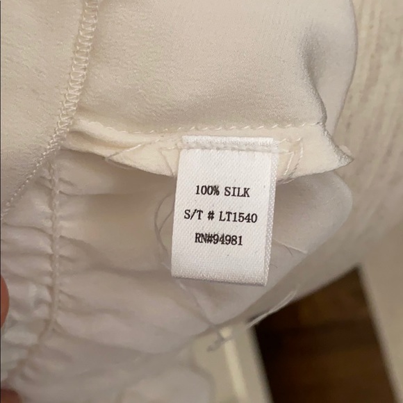 One shoulder size small flouncy cream silk top. - Picture 10 of 10